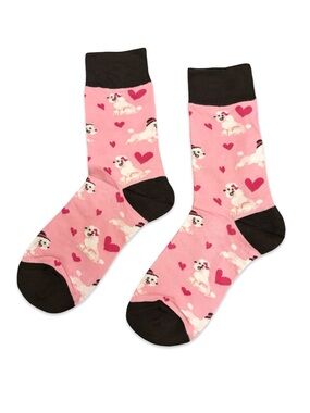 Poodle Dog Hearts Novelty Crew Socks One Size Fits Most